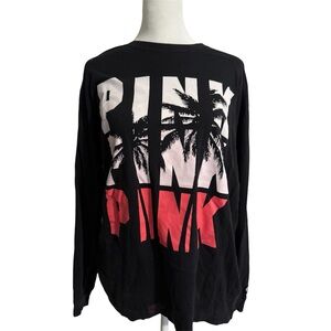 PINK Victoria's Secret Black and Pink Long Sleeve Tee